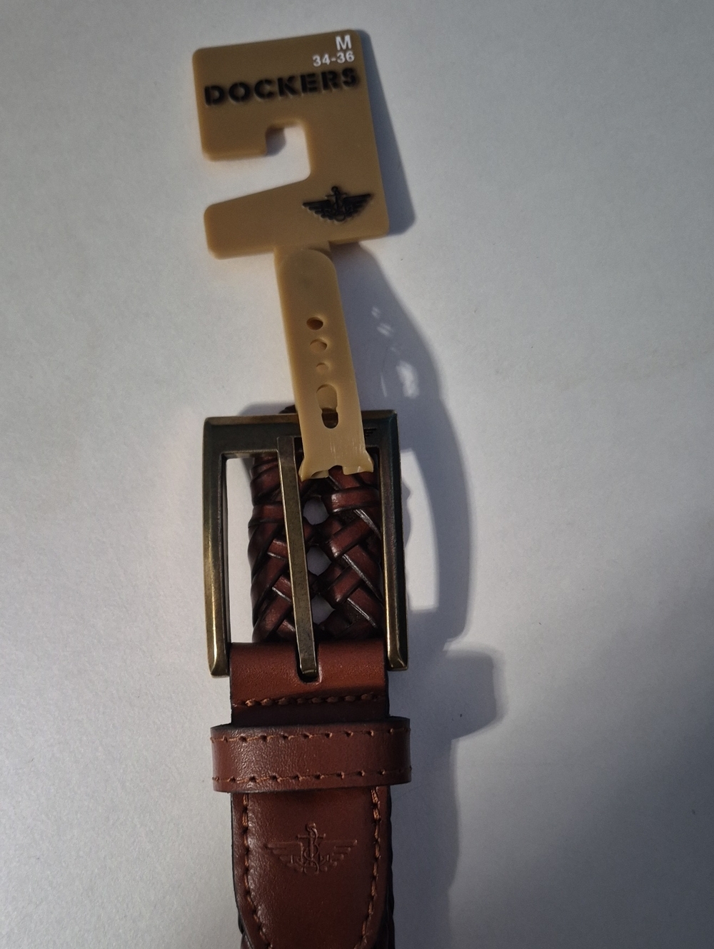 Dockers Brown Braided Leather Belt with Antique Brass Buckle
